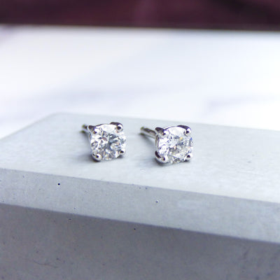 Diamond and Platinum Stud Earrings