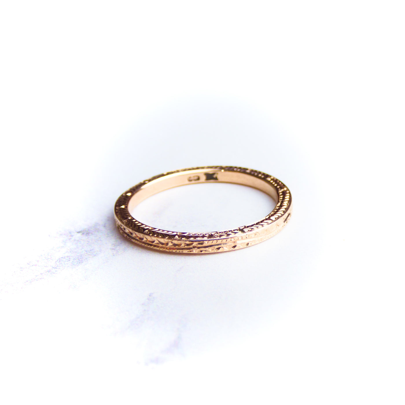 Rose Gold Engraved Stacking Ring
