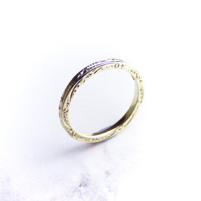 White Gold Engraved Stacking Ring
