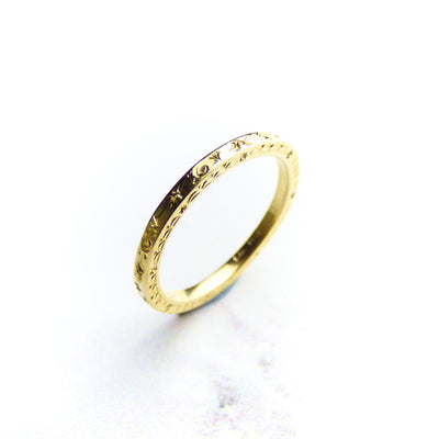 Yellow Gold Engraved Stacking Ring