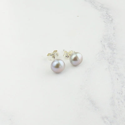 Small Pale Grey Pearl Stud Earrings