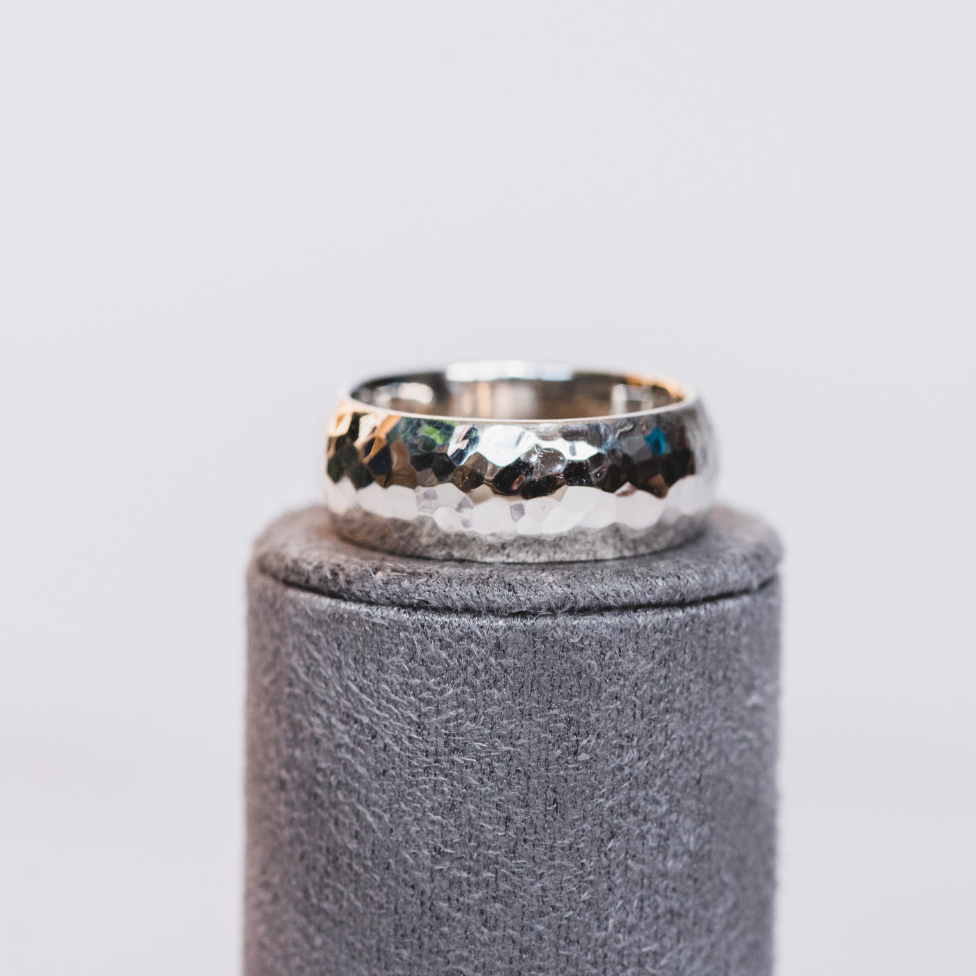 Silver 8mm Hammered Court Ring