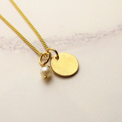 Initial Disk Yellow Gold Pendant