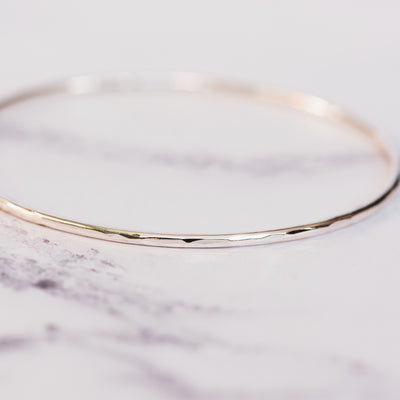 Silver Round Hammered Bangle
