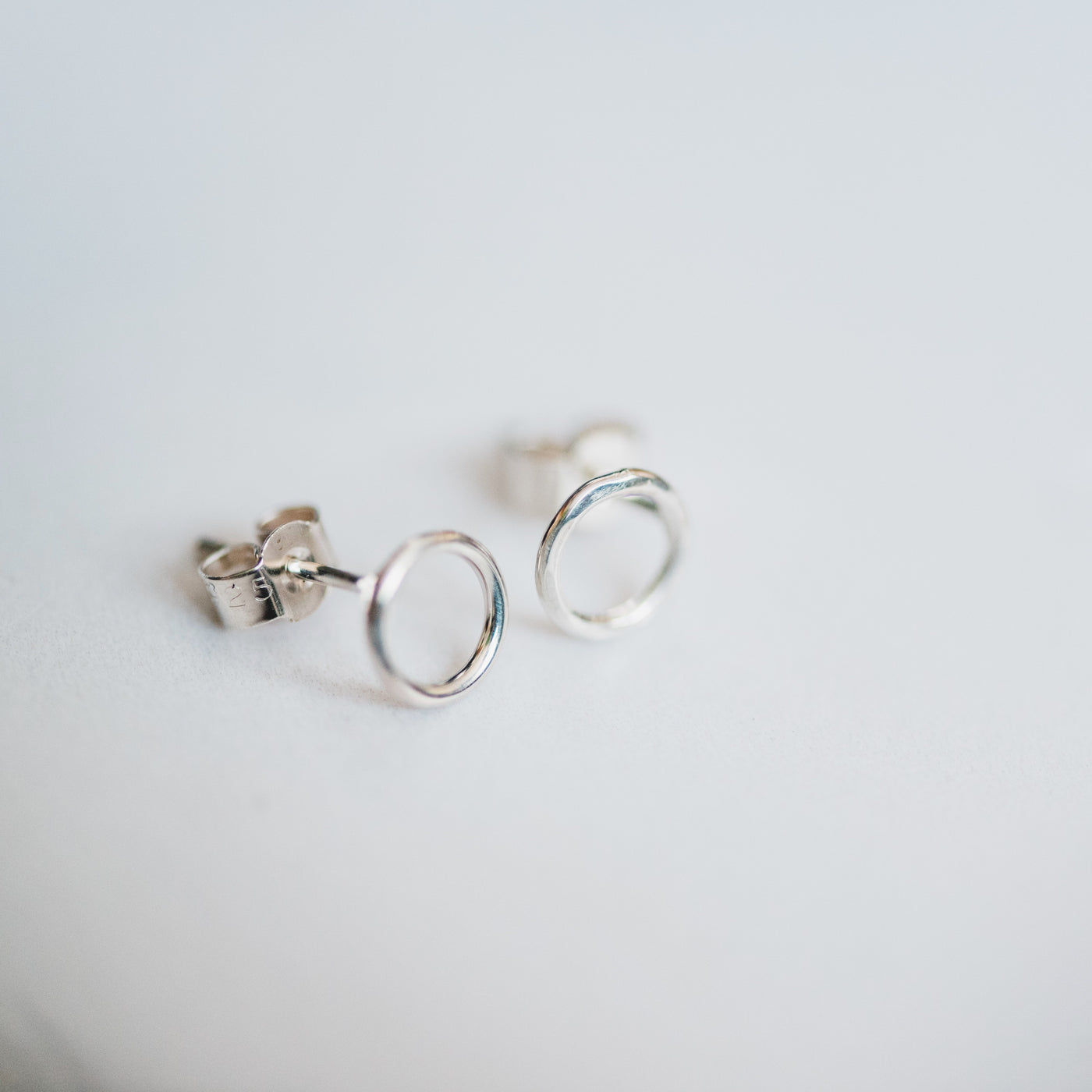 Silver Hammered Circle Stud Earrings