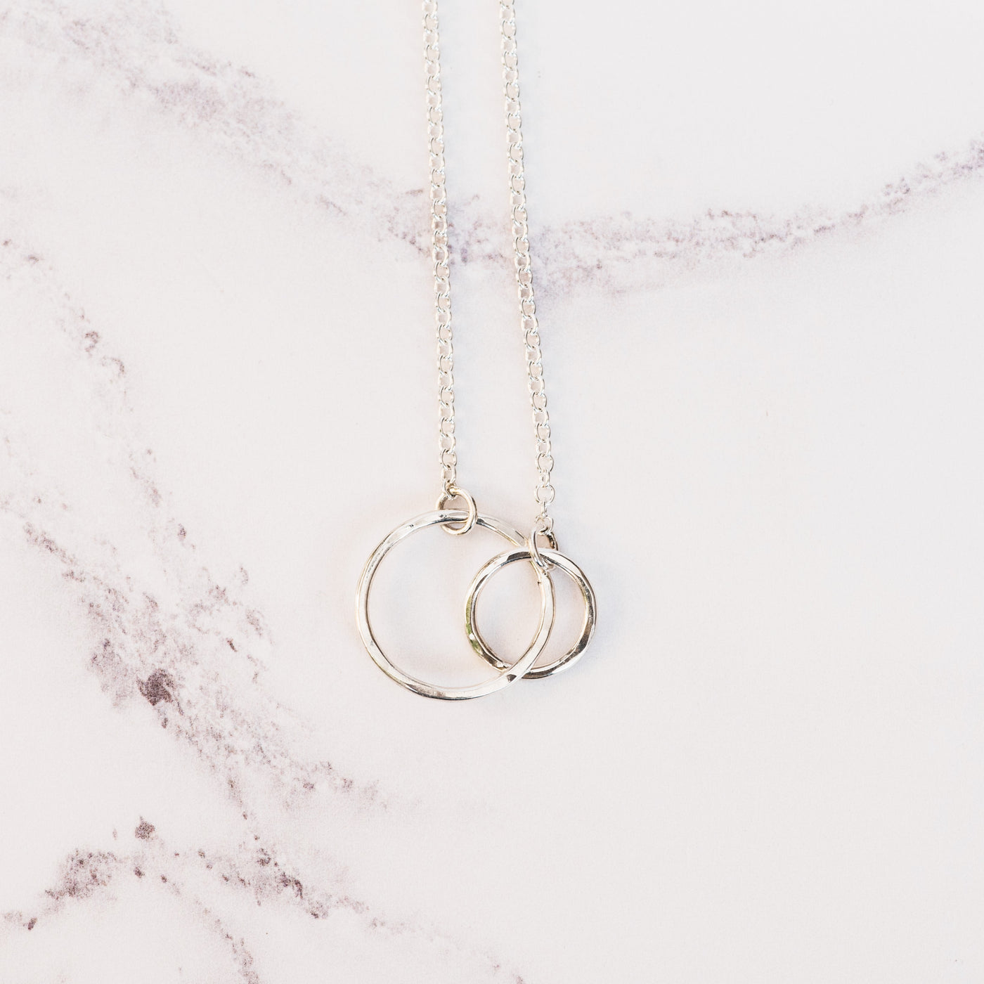 Hammered Silver Double Circle Pendant