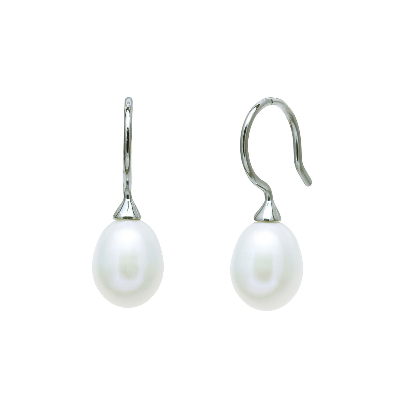 White Teardrop Pearl Drop Earrings