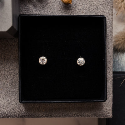 Cubic Zirconia and Silver Stud Earrings