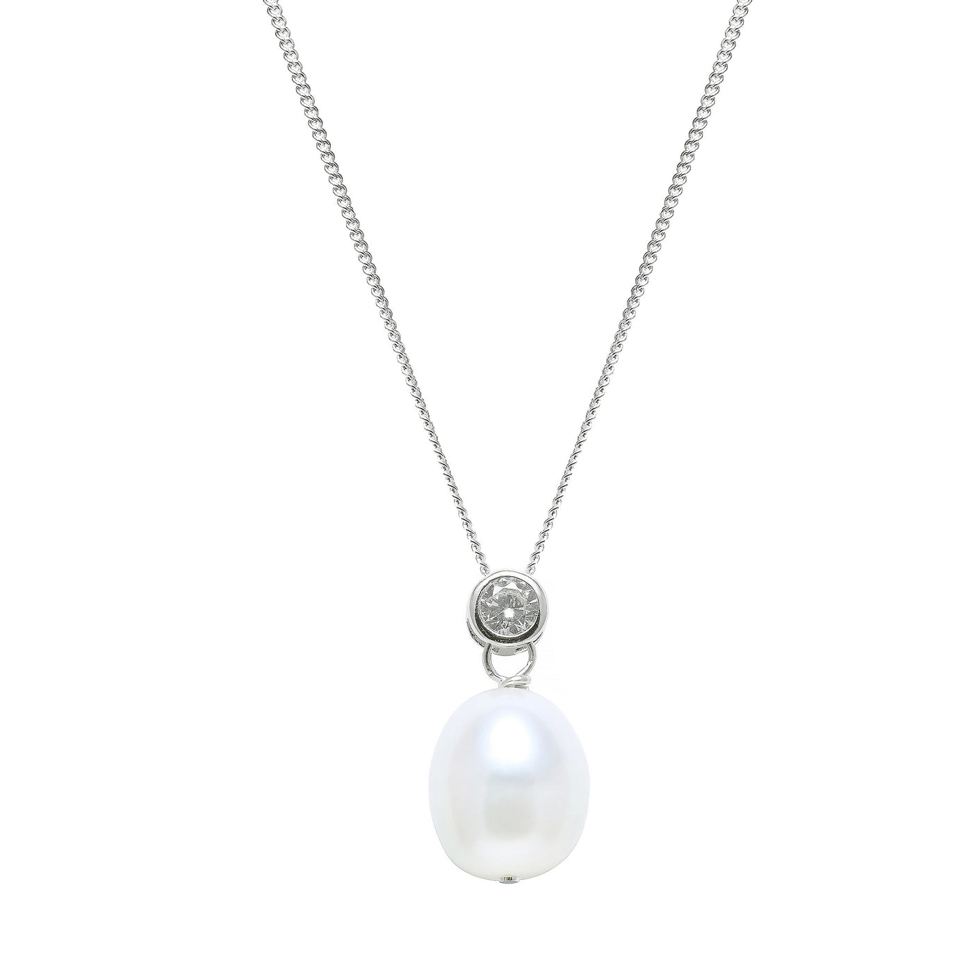 Teardrop Pearl Necklace with Cubic Zirconia