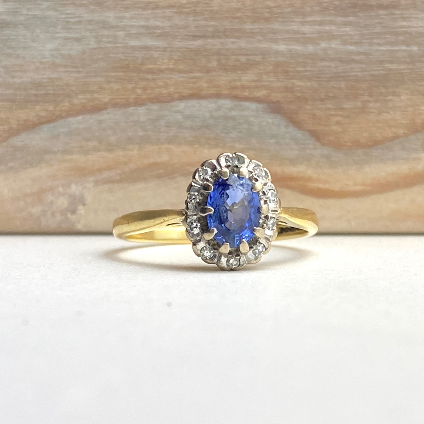 Pre-loved Sapphire and Diamond Cluster ring