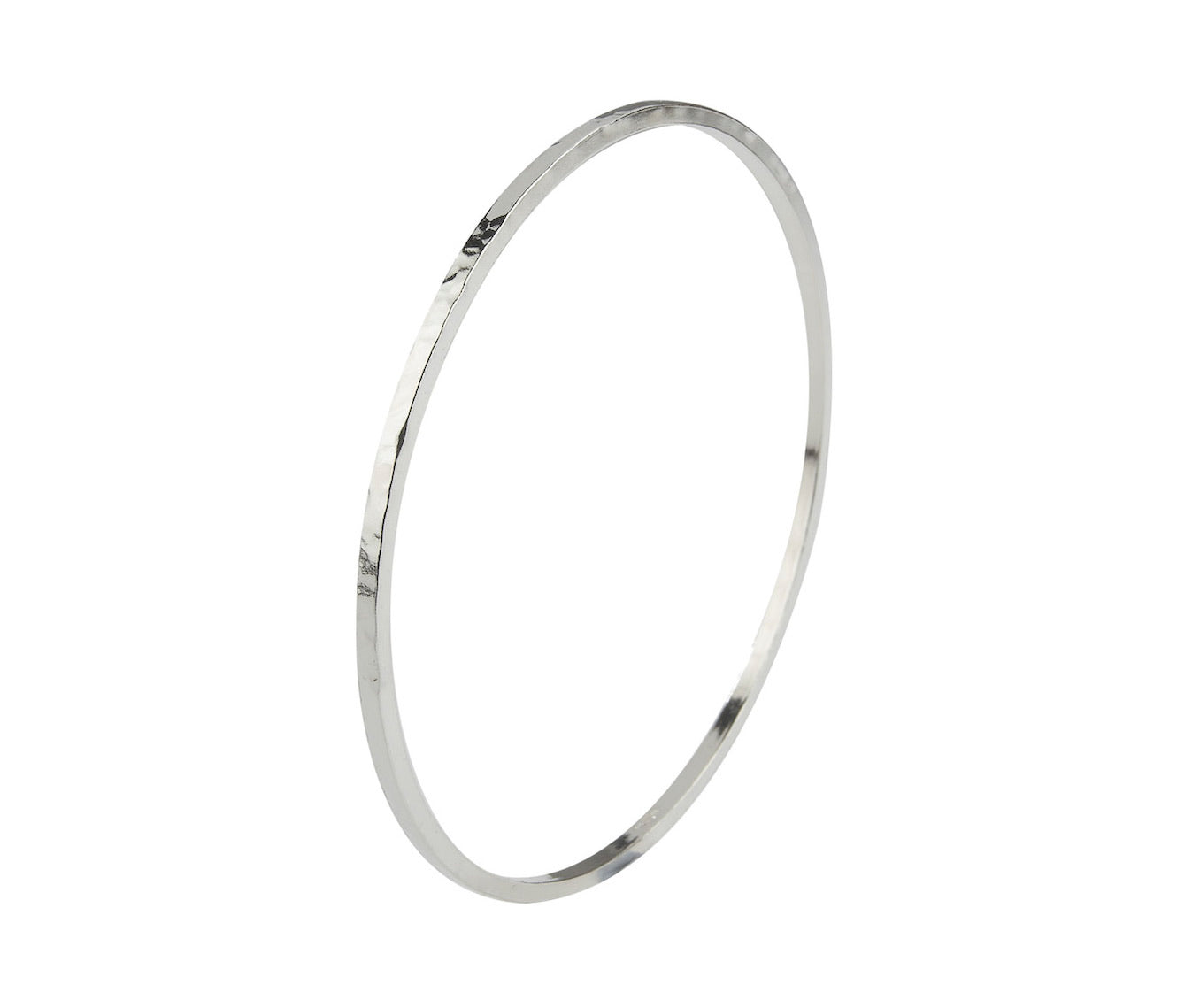Silver Square Hammered Bangle