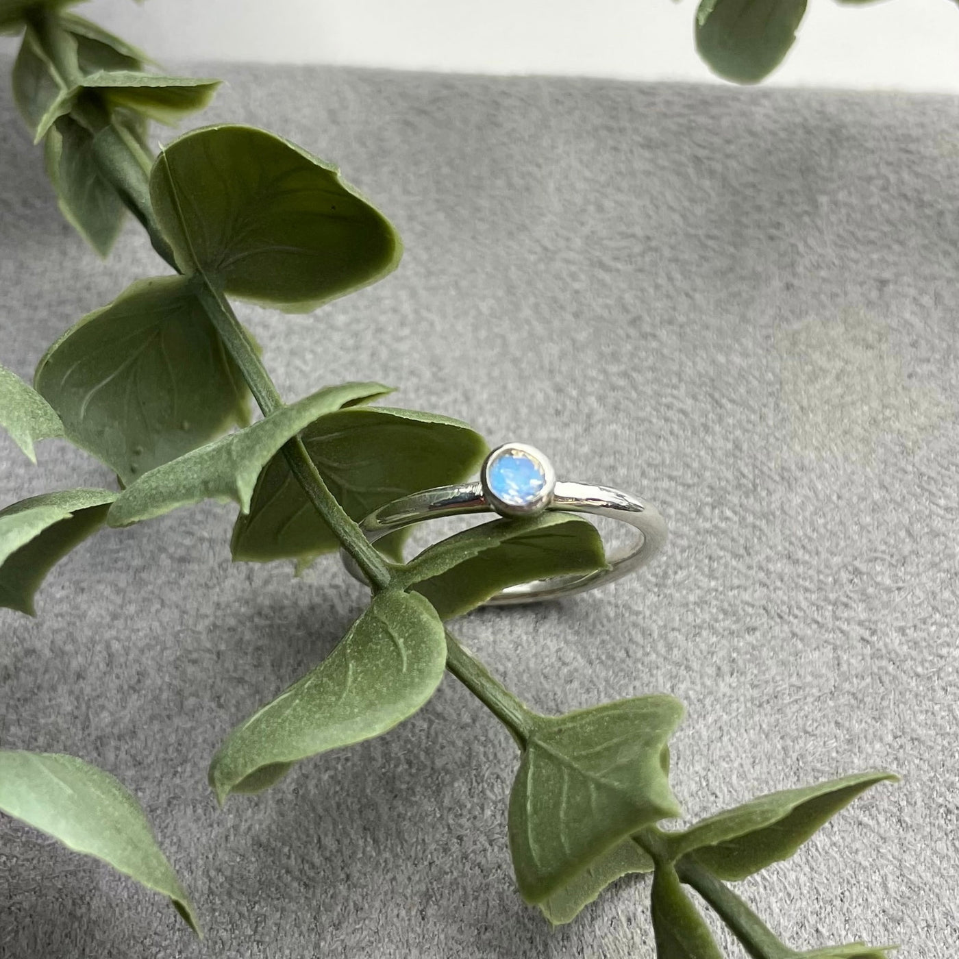 Moonstone and Silver Stacking Ring