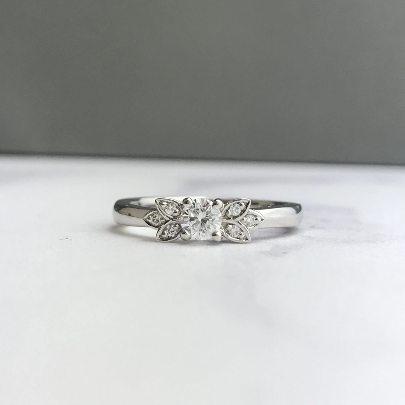 Diamond Leaf Ring in Platinum