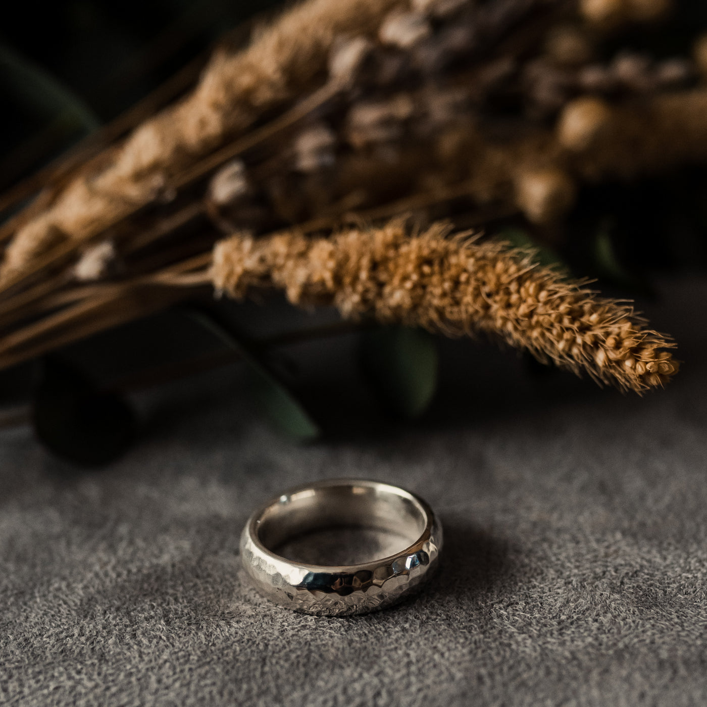 Silver 6mm Hammered Court Ring