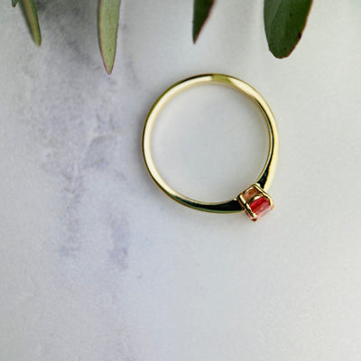 Padparadscha Sapphire and 9ct Yellow Gold Ring
