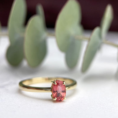 Padparadscha Sapphire and 9ct Yellow Gold Ring
